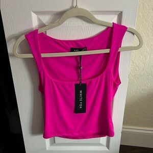 White Fox Boutique Pink Fitted Crop Tank Top